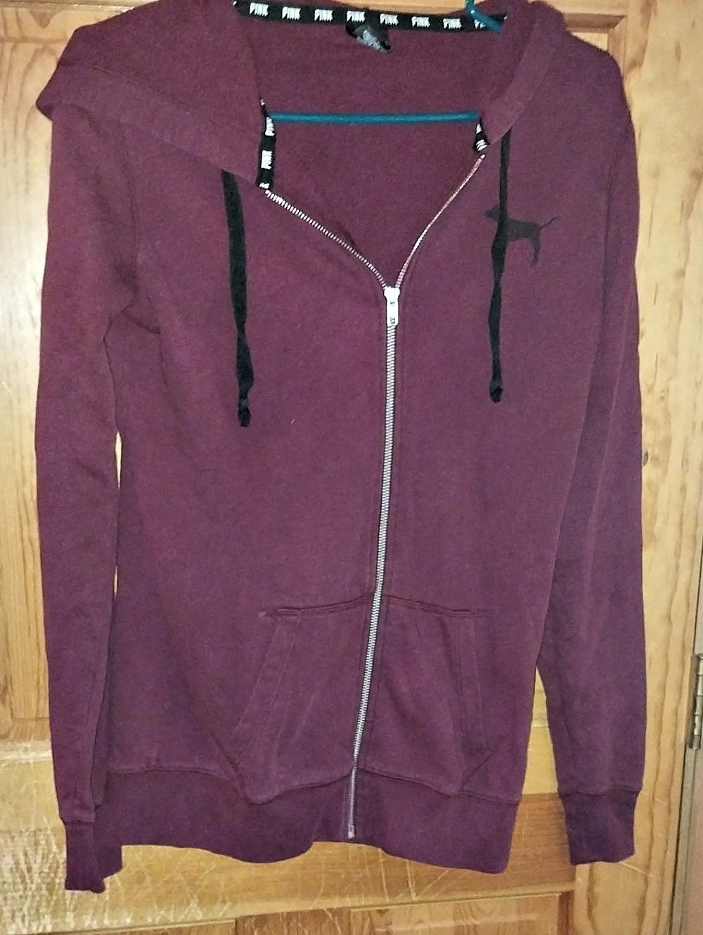 PINK Zip-Up Hoodie in Purple/burgundy